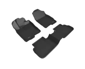 3D MAXpider Kagu 1st & 2nd Floormat - Black (No Rear USB Port) Honda Civic 2022