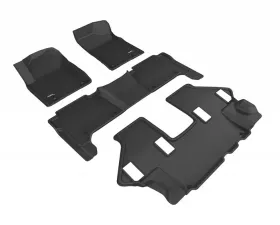 3D MAXpider Black Kagu 1st & 2nd & 3rd Row Floormats Nissan Armada 2017-2021