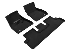 3D MAXpider Black 1st & 2nd Row Floormats Tesla Model 3 Elegant 2018-2019
