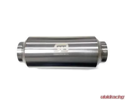 Stainless Bros 3" SS304 Lightweight Race Muffler 12" OAL - Polish Finish - 615-07613-1000