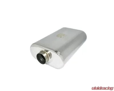 Stainless Bros 2.5" SS304 Thin Oval Muffler 17" OAL (Center/Offset) - Polished - 616-06323-0210