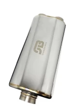 Stainless Bros 2.5" Inlet / 2.5" Dual Outlet SS304 Oval Muffler 19" OAL - Polished Finish                                     - 616-06323-2120 - Image 4