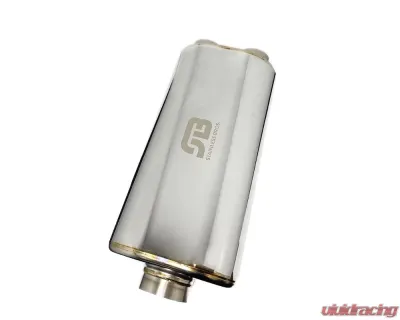 Stainless Bros 2.5" Inlet / 2.5" Dual Outlet SS304 Oval Muffler 19" OAL - Polished Finish - 616-06323-2120