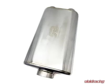Stainless Bros 3" Center In / 2.5" Dual Out SS304 Thin Oval Muffler 17" OAL - Polished - 616-07623-2220