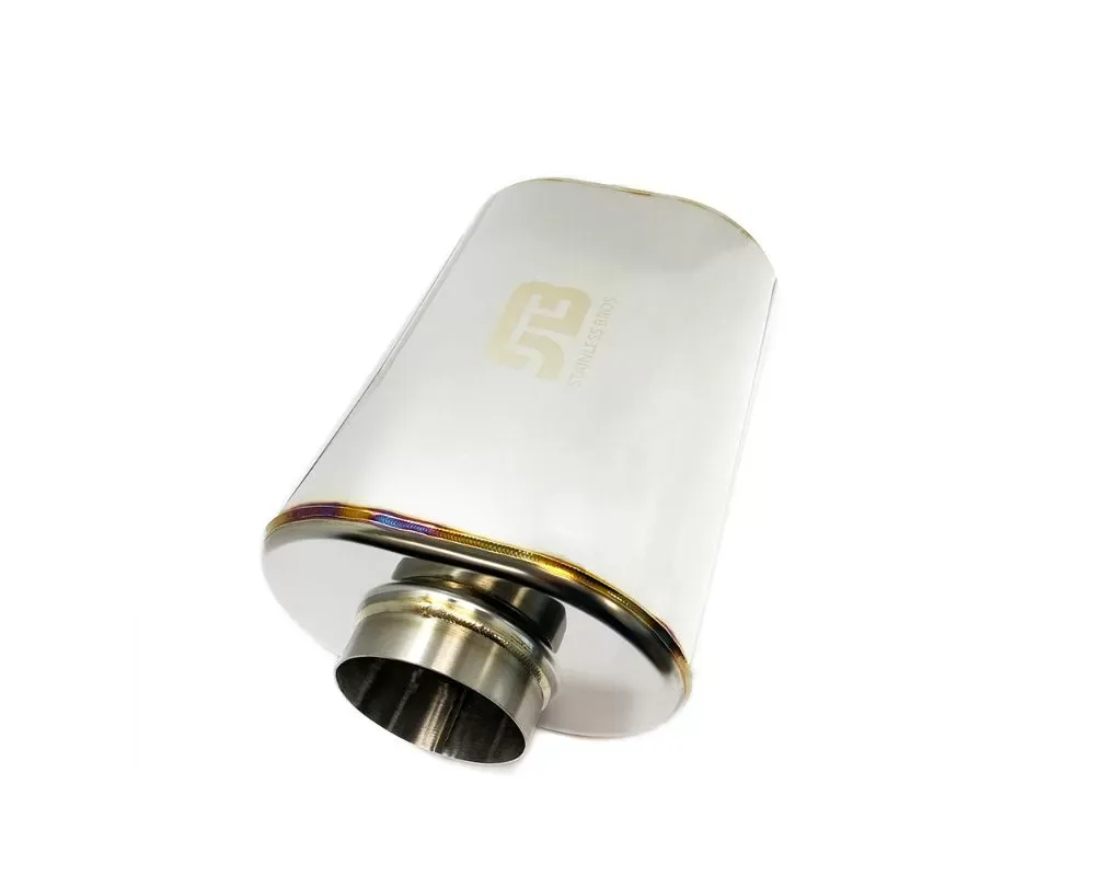 Stainless Bros 4" SS304 Oval Muffler 14" OAL - Polished Finished - 616-10213-2100