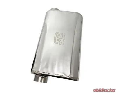 Stainless Bros 3" SS304 Thin Oval Muffler 17" OAL (Offset/Offset - Same Side) - Polished - 616-07623-0260