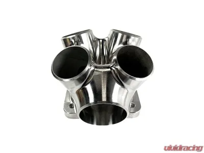 Stainless Bros SS304 Billet 4 to 1 Collector - 1.5" Pipe / T4 Undivided Flange / 2" Pipe Wastegate - Long Side Entry - 903-03915-4402