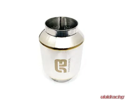 Stainless Bros Muffler Stainless: 2.5" SS304 Lightweight Race Muffler 7" OAL - Polished Finish - 615-06333-1000