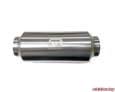 Stainless Bros Muffler Stainless: 2.5" SS304 Lightweight Race Muffler 12" OAL - Polished Finish - 615-06313-1000