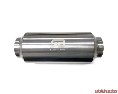 Stainless Bros Muffler Stainless: 2.5" SS304 Lightweight Race Muffler 17" OAL - Polished Finish - 615-06323-1000