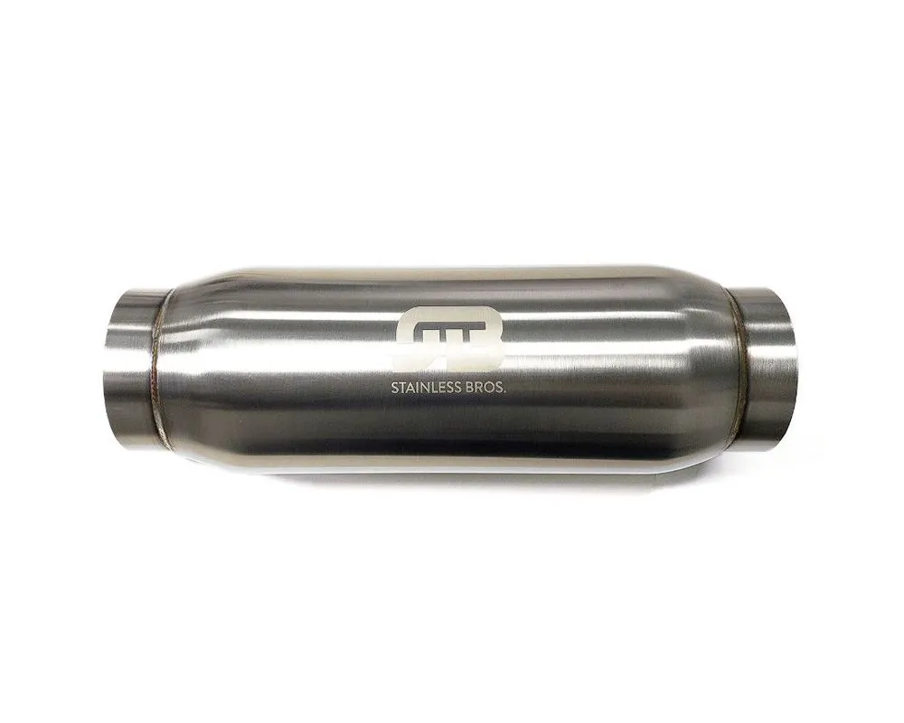 Stainless Bros Resonator: 5" SS304 inlet/outlet bullet resonator 6" round body x 31" OAL - 615-12796-5114