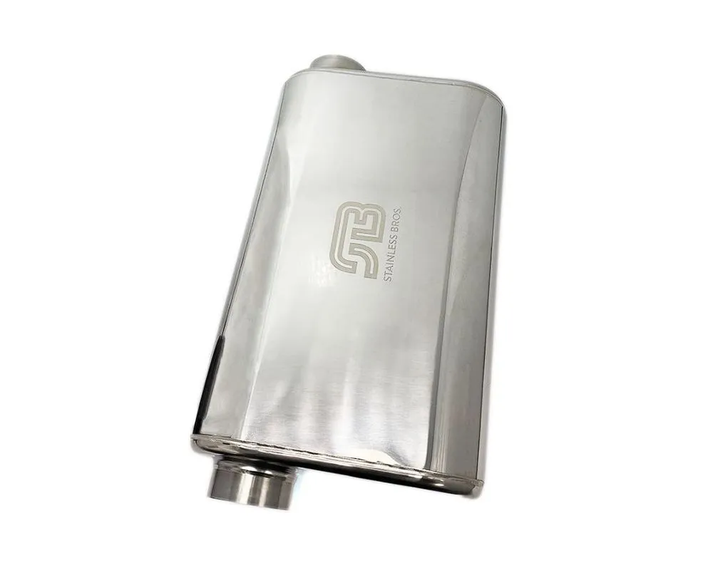 Stainless Bros 2.5" SS304 Thin Oval Muffler 17" OAL (Offset/Offset - Same Side) - Polished - 616-06323-0260