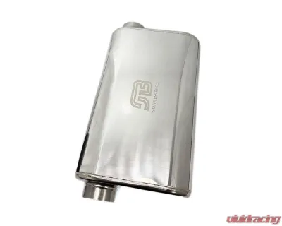 Stainless Bros 2.5" SS304 Thin Oval Muffler 17" OAL (Offset/Offset - Same Side) - Polished - 616-06323-0260
