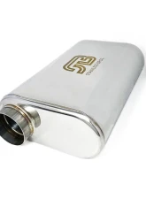 Stainless Bros 2.5" SS304 Thin Oval Muffler 17" OAL (Offset/Offset - Same Side) - Polished                                     - 616-06323-0260 - Image 2