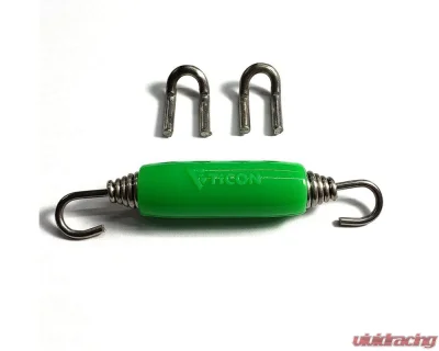 Stainless Bros Spring Tab: Spring Tab Kit - Single SS304 1 spring, 2 hooks and 1 grn silicone sleeve - 608-00211-1102