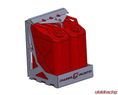 Chassis Unlimited Dual Fuel/Water Can Mount Fits Swing Out Bumper - CUB960001