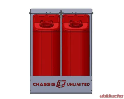 Chassis Unlimited Dual Fuel/Water Can Mount Fits Swing Out Bumper - CUB960001