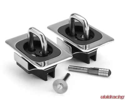 Bull Ring 1 Pair Hand Card Stainless Steel Flush Fit Retractable Tie Down Anchors Dodge Ram | Toyota Tundra | Hyundai Santa Cruz 1995-2025 - 4068-HC