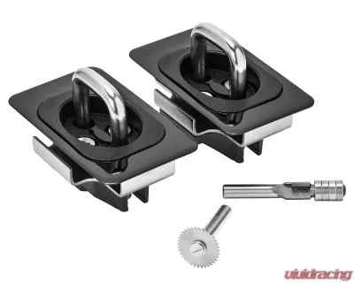 Bull Ring 1 Pair Gunmetal Flush Fit Retractable Tie Down Anchors Dodge Ram | Toyota Tundra | Hyundai Santa Cruz 1995-2025 - 5068
