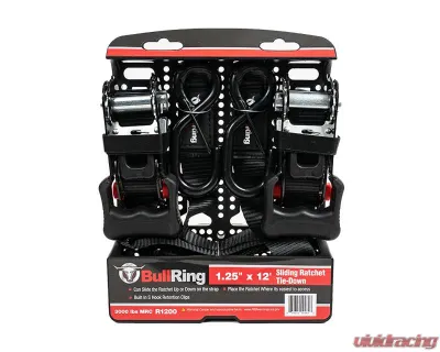 Bull Ring 1.25" x 12' Sliding Ratchet Tie Down (2 Pack) - R1200