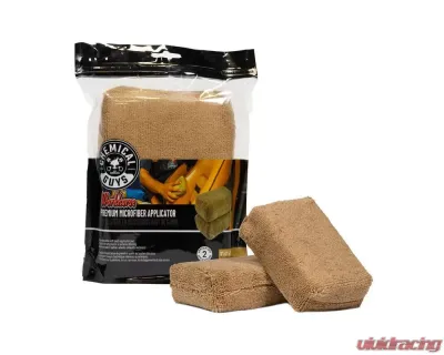 Chemical Guys 2Pack 5inch x 3inch x 1.5inch Tan Workhorse Microfiber Applicator - MIC28402