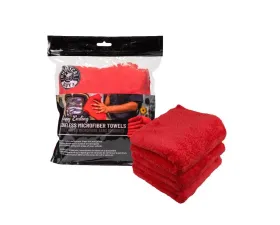 Chemical Guys 3Pack 16inch x 16inch Red Happy Ending Ultra Edgeless Microfiber Towel