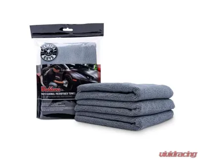 Chemical Guys 3Pack 24inch x 16inch Gray Workhorse Microfiber Towel Metal - MIC35203
