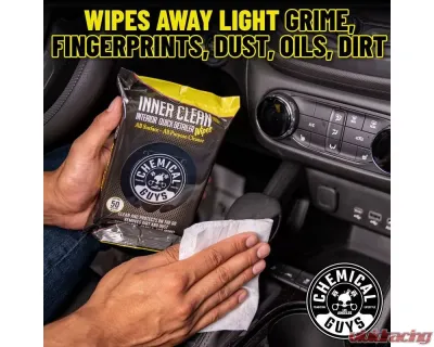 Chemical Guys 50ct InnerClean Interior Quick Detailer and Protectant Wipes - PMWSPI66350
