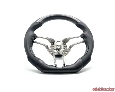 Porsche 991.2 | 718 | Cayenne 958.2 | Panamera 971 | Macan OEM Upgraded Steering Wheel Matte Carbon Black Stitch Smooth Leather - VR-991-GT3-STRWHL