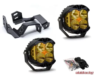 Ford F-250 | F-350 2017-2020 A-Pillar Light Bracket Kit w/Baja Designs Amber Lens LP4 Pro LED Driving/Combo Pair - VR-F250-915-297813
