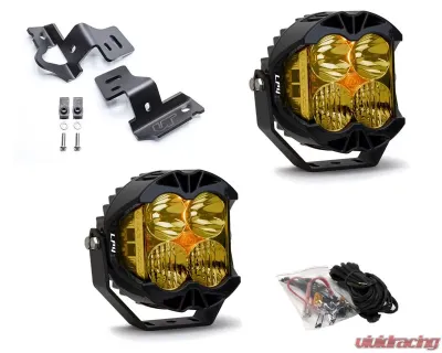 Chevrolet | GMC Trucks 2014-2018 A-Pillar Light Bracket Kit w/Baja Designs Amber Lens LP4 Pro LED Driving/Combo Pair - VR-GMC-915-297813