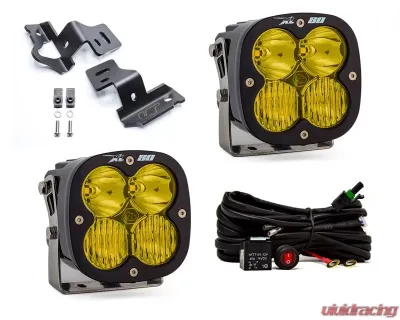 Chevrolet | GMC Trucks 2014-2018 A-Pillar Light Bracket Kit w/Baja Designs Amber Lens Driving Combo Pattern XL80 Series LED Light Pods Pair - VR-GMC-915-677813