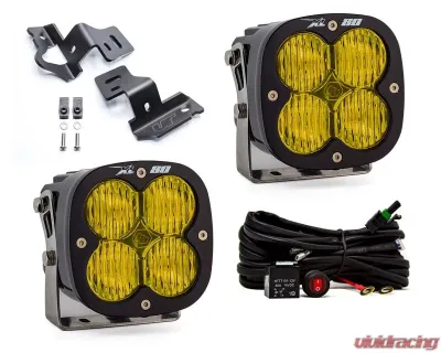 Chevrolet | GMC Trucks 2014-2018 A-Pillar Light Bracket Kit w/Baja Designs Amber Lens Wide Cornering Pattern XL80 Series LED Light Pods Pair - VR-GMC-915-677815