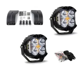 Jeep Wrangler JL | Gladiator JT 2018+ A-Pillar Adjustable Light Bracket Kit w/Baja Designs Spot Clear Lens LP4 Pro LED Pair