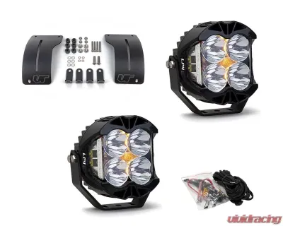 Jeep Wrangler JL | Gladiator JT 2018+ A-Pillar Adjustable Light Bracket Kit w/Baja Designs Spot Clear Lens LP4 Pro LED Pair - VR-JEEP-915-297801
