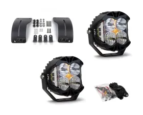 Jeep Wrangler JL | Gladiator JT 2018+ A-Pillar Adjustable Light Bracket Kit w/Baja Designs Clear Lens LP4 Pro LED Driving/Combo Pair