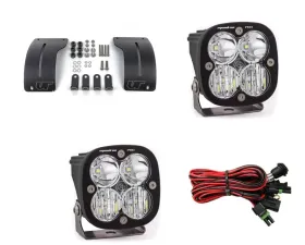 Jeep Wrangler JL | Gladiator JT 2018+ A-Pillar Adjustable Light Bracket Kit w/Baja Designs Squadron Pro Series Driving Combo Pattern LED Light Pods Pair