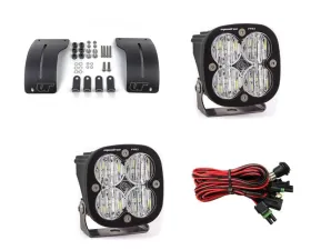 Jeep Wrangler JL | Gladiator JT 2018+ A-Pillar Adjustable Light Bracket Kit w/Baja Designs Squadron Pro Series Wide Cornering Pattern LED Light Pods Pair
