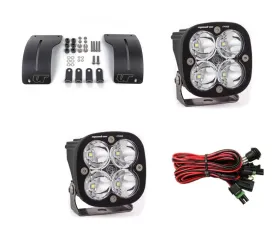 Jeep Wrangler JL | Gladiator JT 2018+ A-Pillar Adjustable Light Bracket Kit w/Baja Designs Squadron Pro Series Work/Scene Pattern LED Light Pods Pair