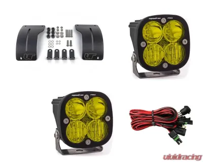 Jeep Wrangler JL | Gladiator JT 2018+ A-Pillar Adjustable Light Bracket Kit w/Baja Designs Amber Lens Driving Combo Pattern Squadron Pro Series LED Light Pods Pair - VR-JEEP-915-497813