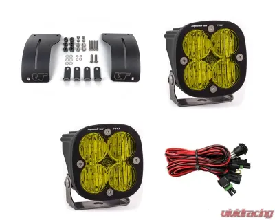 Jeep Wrangler JL | Gladiator JT 2018+ A-Pillar Adjustable Light Bracket Kit w/Baja Designs Amber Lens Wide Cornering Pattern Squadron Pro Series LED Light Pods Pair - VR-JEEP-915-497815