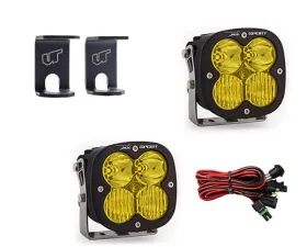 Ram 1500 2009-2021 A-Pillar Light Bracket Kit w/Baja Designs Amber Lens Driving Combo Pattern XL Sport Series LED Light Pods Pair