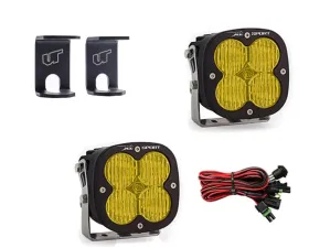Ram 1500 2009-2021 A-Pillar Light Bracket Kit w/Baja Designs Amber Lens Wide Cornering Pattern XL Sport Series LED Light Pods Pair