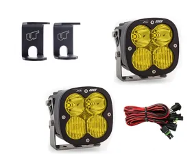 Ram 1500 2009-2021 A-Pillar Light Bracket Kit w/Baja Designs Amber Lens Driving Combo Pattern XL80 Series LED Light Pods Pair