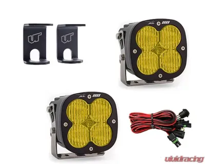 Ram 1500 2009-2021 A-Pillar Light Bracket Kit w/Baja Designs Amber Lens Wide Cornering Pattern XL80 Series LED Light Pods Pair - VR-RAM-915-677815