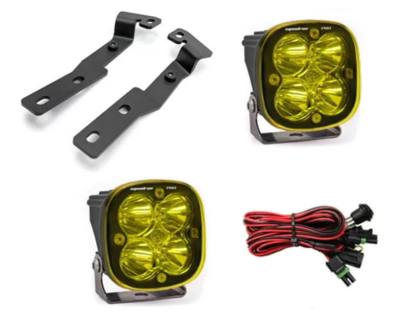 Toyota Tacoma 2016-2021 A-Pillar Light Bracket Kit w/Baja Designs Amber Lens Spot Pattern Squadron Pro Series LED Light Pods Pair - VR-TAC-915-497811