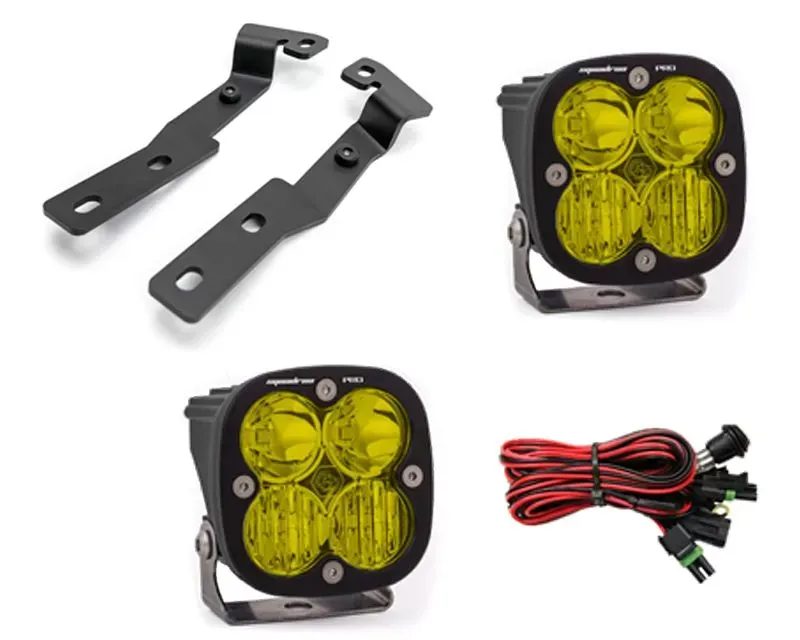Toyota Tacoma 2016-2021 A-Pillar Light Bracket Kit w/Baja Designs Amber Lens Driving Combo Pattern Squadron Pro Series LED Light Pods Pair - VR-TAC-915-497813