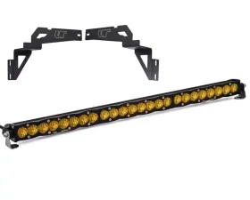 Toyota Tundra 2014-2021 Lower Bumper Light Bar Bracket w/Baja Designs 30 Inch Amber Wide Driving Pattern S8 Series LED Light Bar