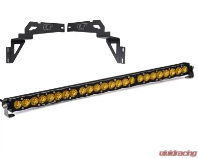 Toyota Tundra 2014-2021 Lower Bumper Light Bar Bracket w/Baja Designs 30 Inch Amber Wide Driving Pattern S8 Series LED Light Bar - VR-TUN-900-703014