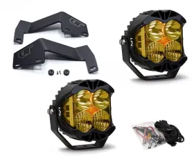 Toyota Tundra 2014-2021 A-Pillar Light Bracket Kit w/Baja Designs Amber Lens LP4 Pro LED Driving/Combo Pair Toyota Tundra 2007-2021